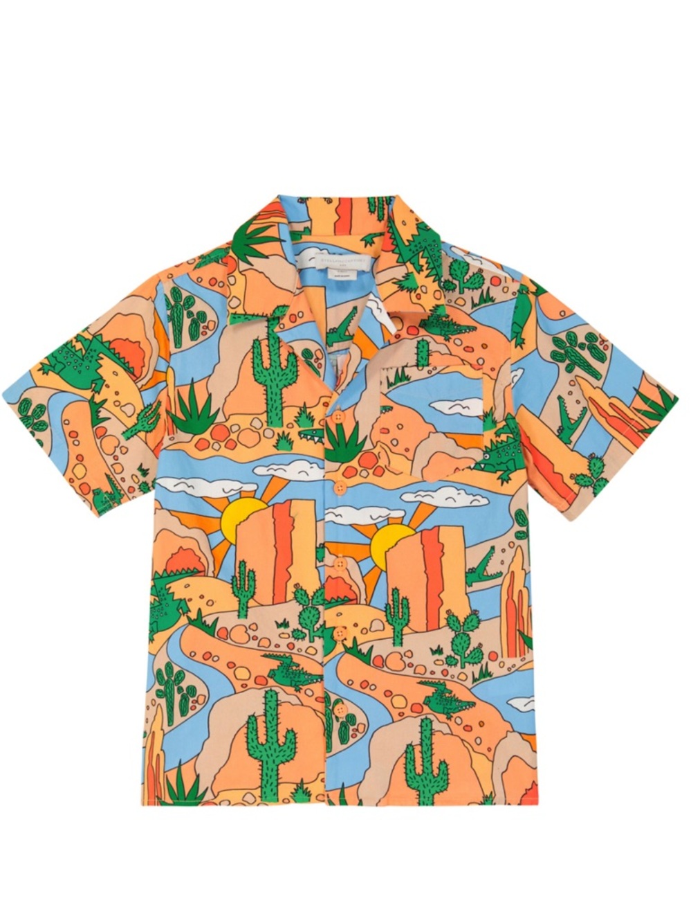 Stella McCartney Kids, Desert Print Button Short Sleeve Shirt🌵🏜️